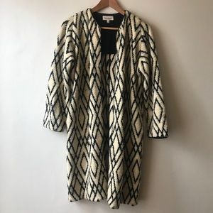 Tucker Geometric Diamond Print Long Sweater Coat S